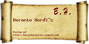 Berente Horác névjegykártya